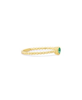 Gold Beaded Emerald Ring 14K Gold