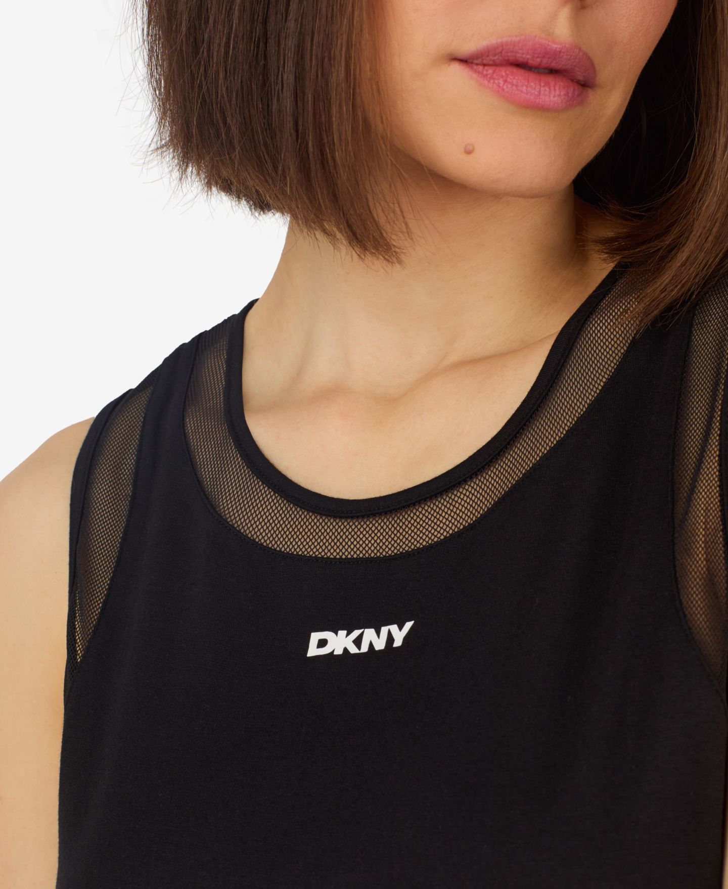 Женская пижама DKNY: майка без рукавов и шорты-боксеры, набор из 2 предметов, цвет: Чёрный — фото 3