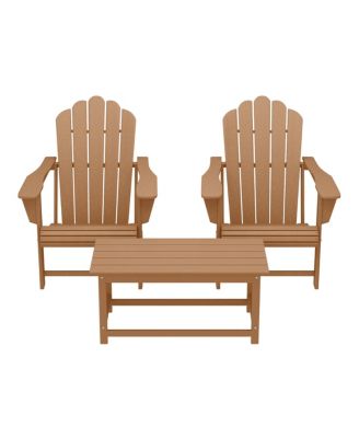 3-Piece Adirondack Chairs with Cup Holders and Coffee Table Set