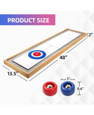 2-in-1 Solid Wood Mini Shuffleboard and Curling Tabletop Game Board Set with 8 Rollers Gifts