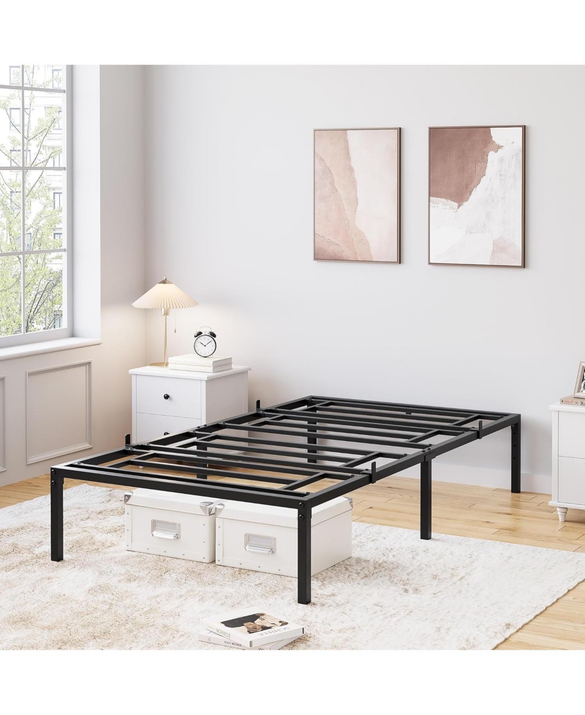 gaomon Inch Bed Frame No Box Spring Needed, Heavy Duty Metal Platform Bed Frame Size for Bedroom Easy Assembly