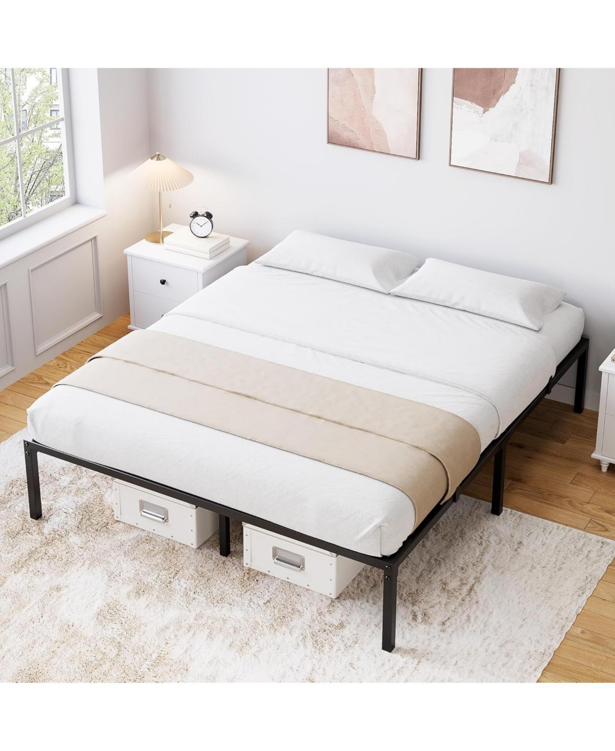 gaomon Inch Bed Frame No Box Spring Needed, Heavy Duty Metal Platform Bed Frame Size for Bedroom Easy Assembly
