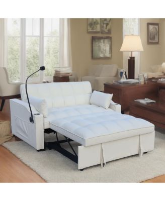 Modern Velvet Loveseat Futon Sofa Couch w/Pullout Bed,3 in 1 Convertible Sleeper Sofa Bed with adjustable Reclining Backrest