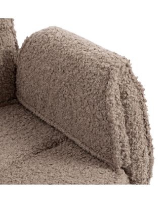 Criss Cross Teddy Fleece Swivel Chair with Adjustable Armrests & Wheels