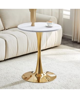 Round Dining Table Tulip Bistro Table with Metal Pedestal