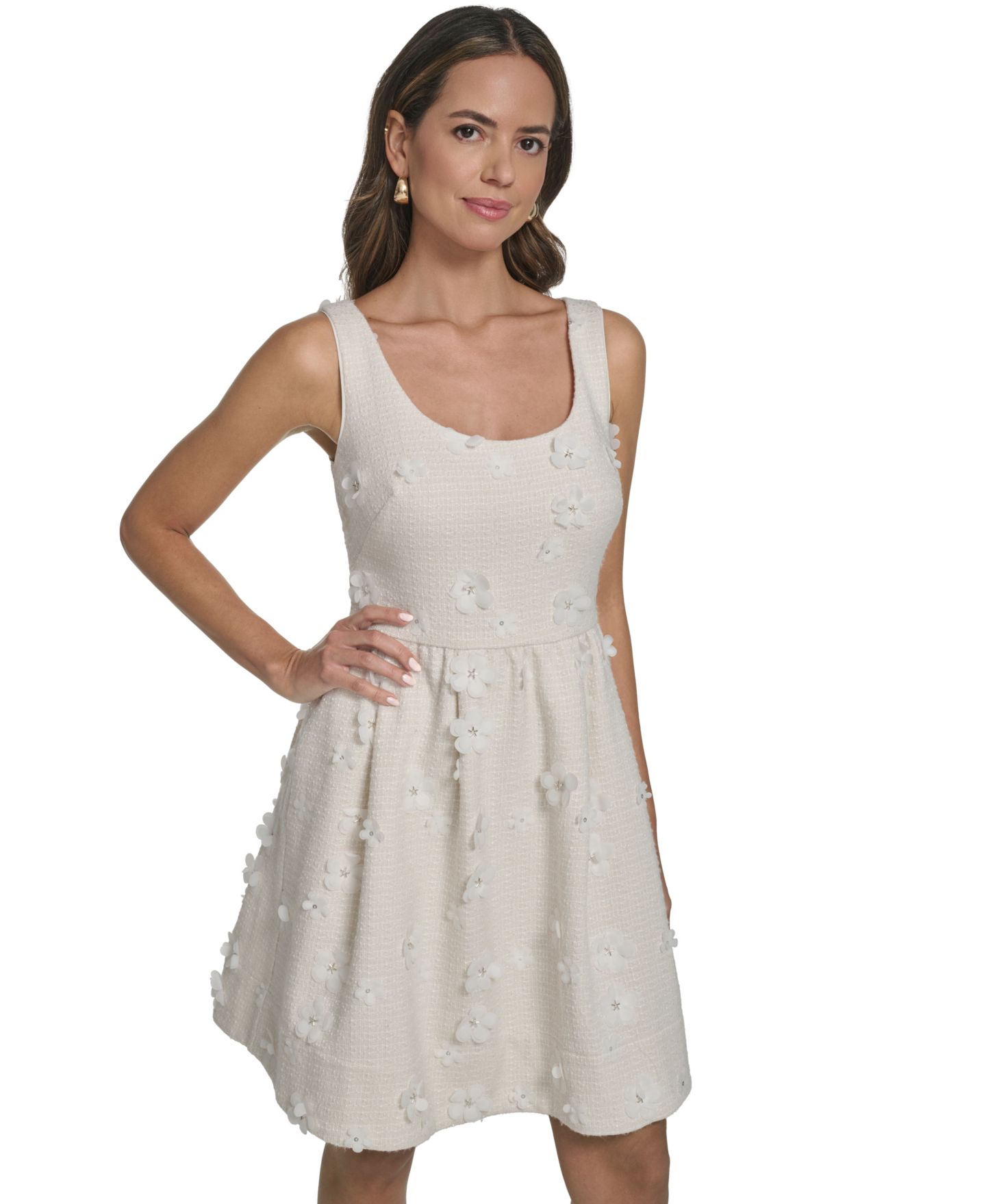 Женское платье Eliza J Scoop Neck Sleeveless Short, цвет: Слоновая кость — фото 3