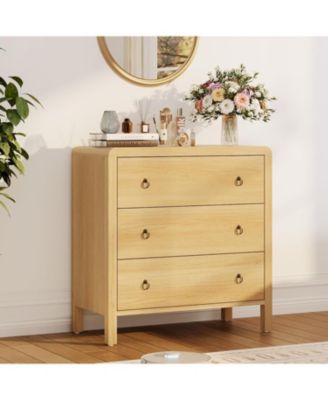 Modern 3 Drawer Bedroom Dresser, 30.4" Tall Wooden Closet Chest Storage