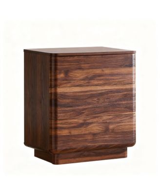 Modern Nightstand with 3 Drawers & Charging Station