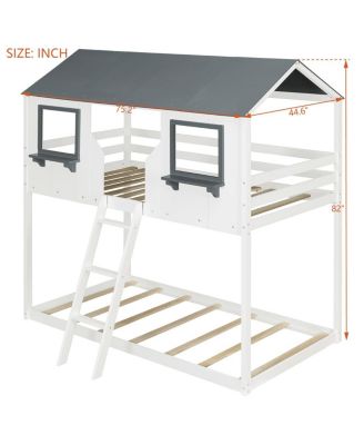 Streamdale Wood Bunk Bed with Roof & Ladder