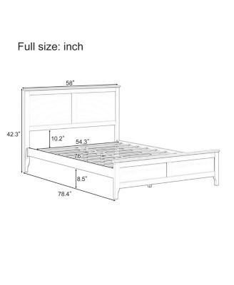 Streamdale Modern Solid Wood Full Size Platform Bed, No Box Spring Needed
