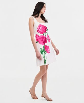 Women's Sleeveless Peony Floral Scoop Neck Sheath Dress