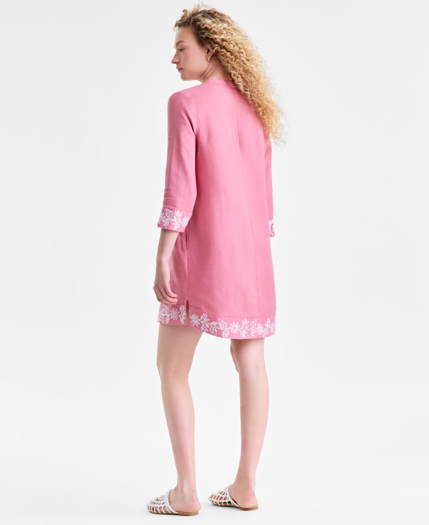 Women's 100% Linen Embroidered Dress