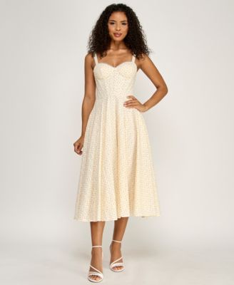 Juniors' Sweetheart Neck Clip Dot Midi Dress