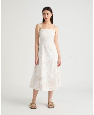 Women's Eyelet Print Spaghetti Strap Dress