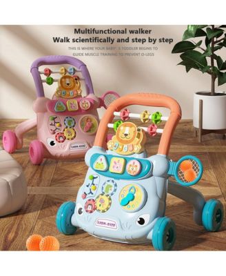 2-in-1 Baby Push Walker & Activity Center - Adjustable & Anti-Tip Design for First Steps