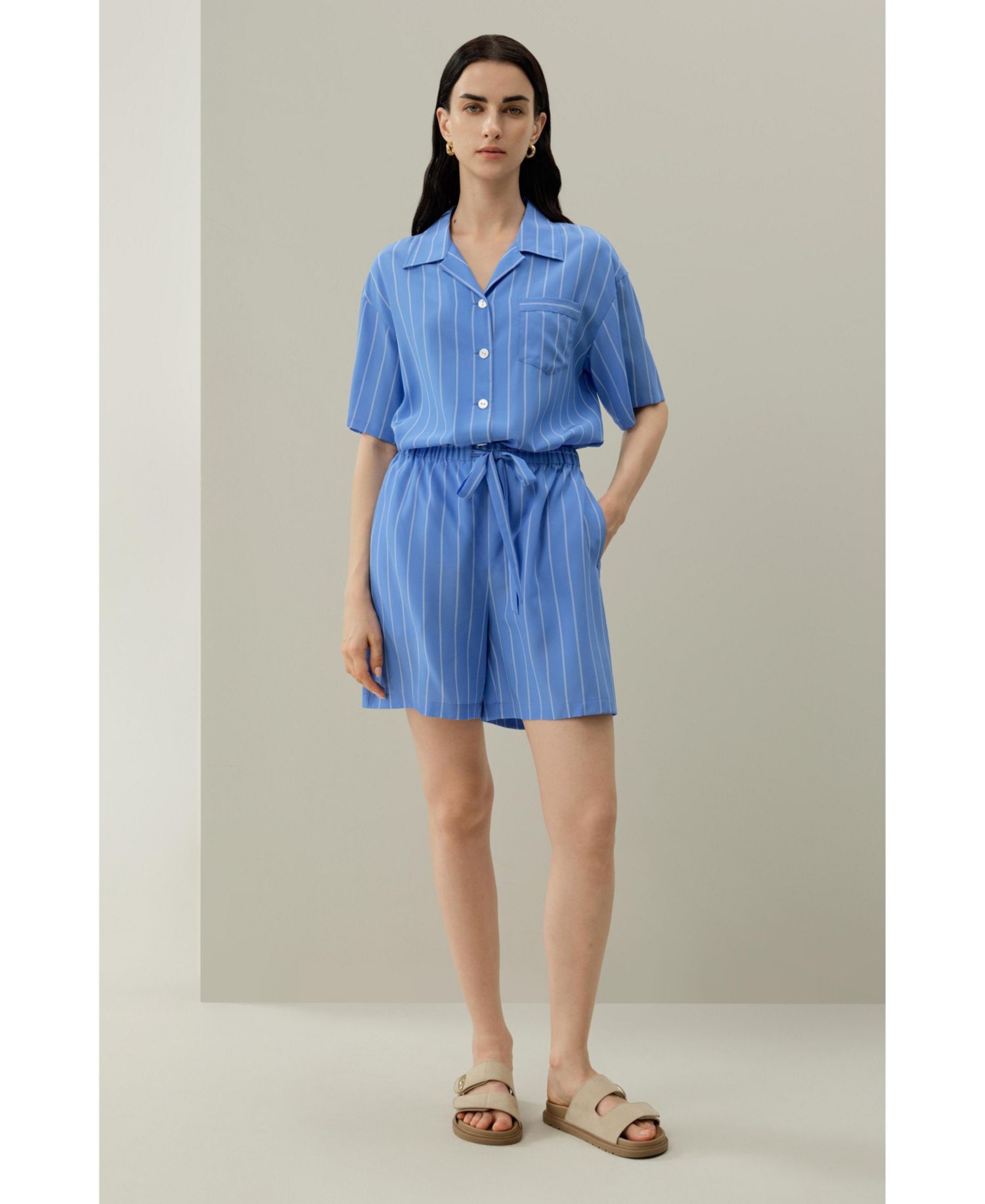Women's Amalfi Striped Cuban Collar Shirt
