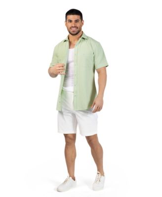 Men's Solid Seersucker Short Sleeve Shirt