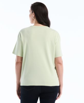 Plus Size Button-Detail Short-Sleeve Top