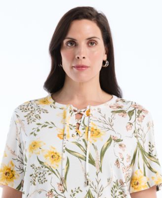 Plus Size Short-Sleeve Lace-Up Top