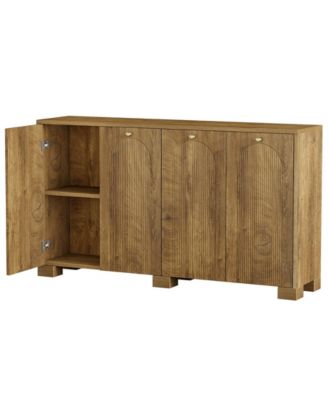 59" Sideboard, 4-Door Storage Cabinet with Shelves, Buffet TV Stand, Modern Vintage Coffee Bar Cabinet