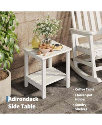 HDPE Rocking Chair Outdoor Set of 4 with 2 Side Table - Poly High Back Porch Rocker Chairs for Adults - All Weather Resistant Furniture.