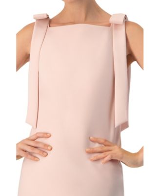 Women's Short Solid Dress with Bow Straps