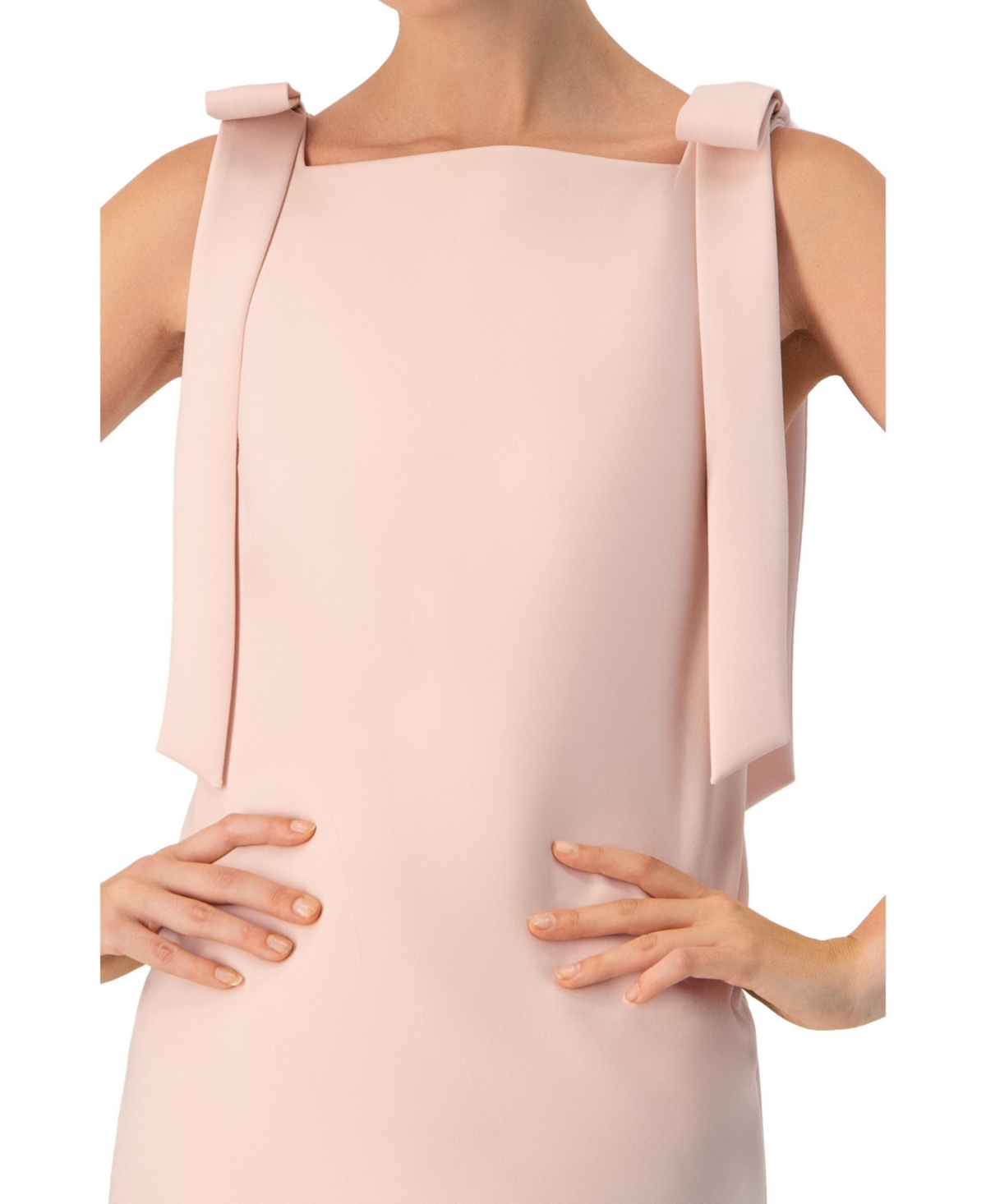 Ivonne Women's Short Solid Dress with Bow Straps