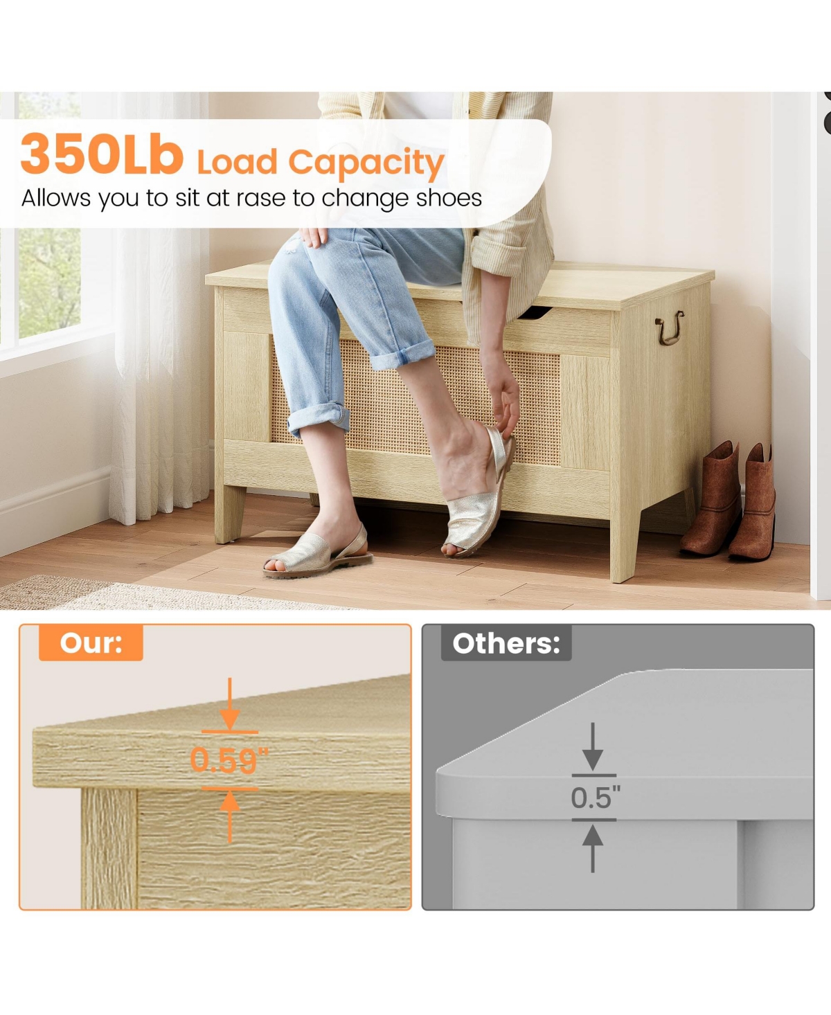 gaomon -Inch Wooden Toy Chest & Storage Bench