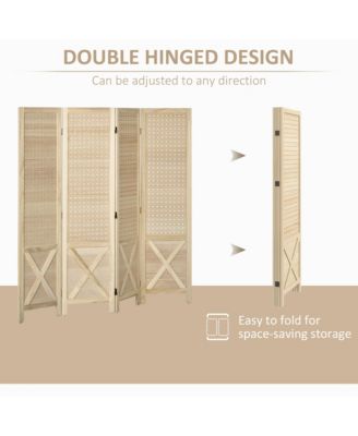 4.7' 4 Panel Room Divider with Pegboard Display for Indoor