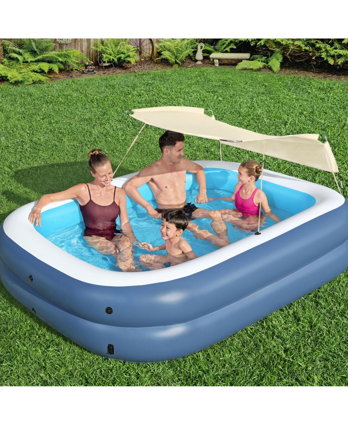 Bestway H2OGO! 8 Foot 4 Inch by 70 Inch Summer Bliss Shaded Inflatable Family Pool