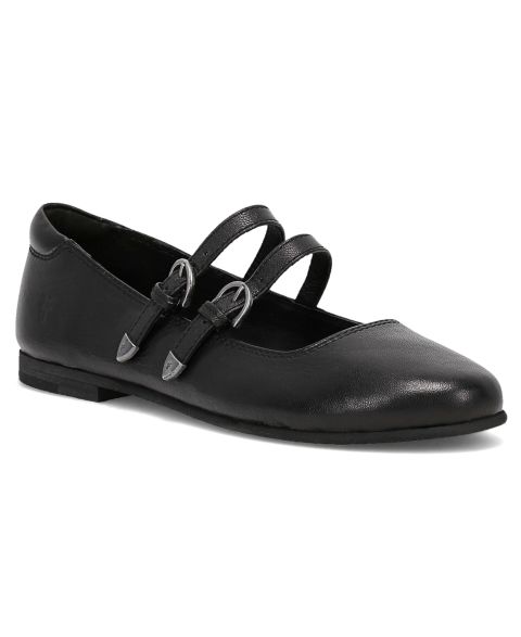 Женские балетки Frye Carson Multi Strap Mary Jane Leather Flats, цвет: Чёрный кожаный