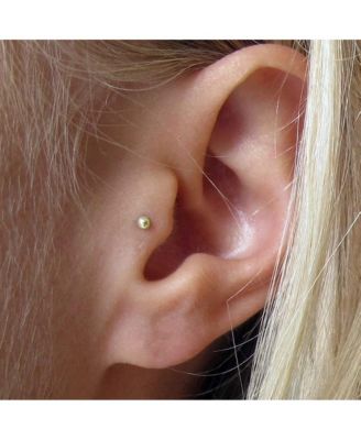 Solid 14k 16G 3mm Ball Labret Tragus Ear Lip Ring Stud