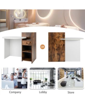 Front Reception Desk with Open Shelf and Drawer