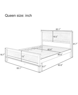 83 inches Mid-Century Queen Seadrift Wood Platform Bed with Headboard, No Box Spring Needed