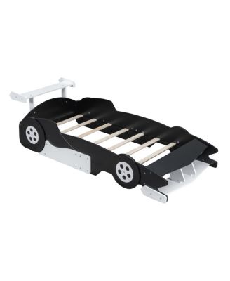 Twin Size Race Car-Shaped Platform Bed with Wheels