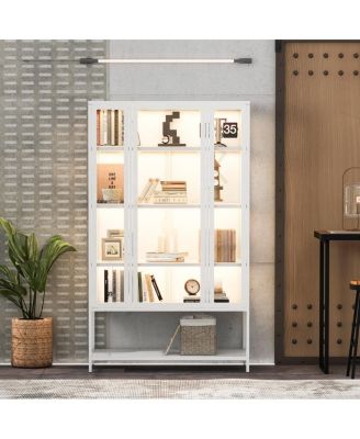 Iron Display Cabinet with Glass Door and LED Lights