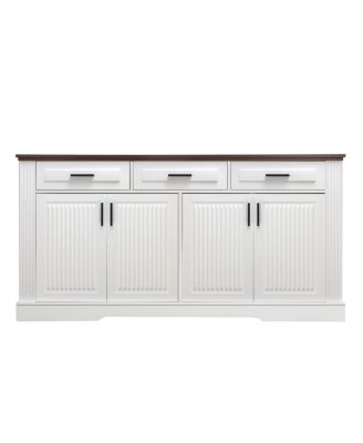 63" Fluted Sideboard Buffet Cabinet with 4 Doors & 3 Drawers