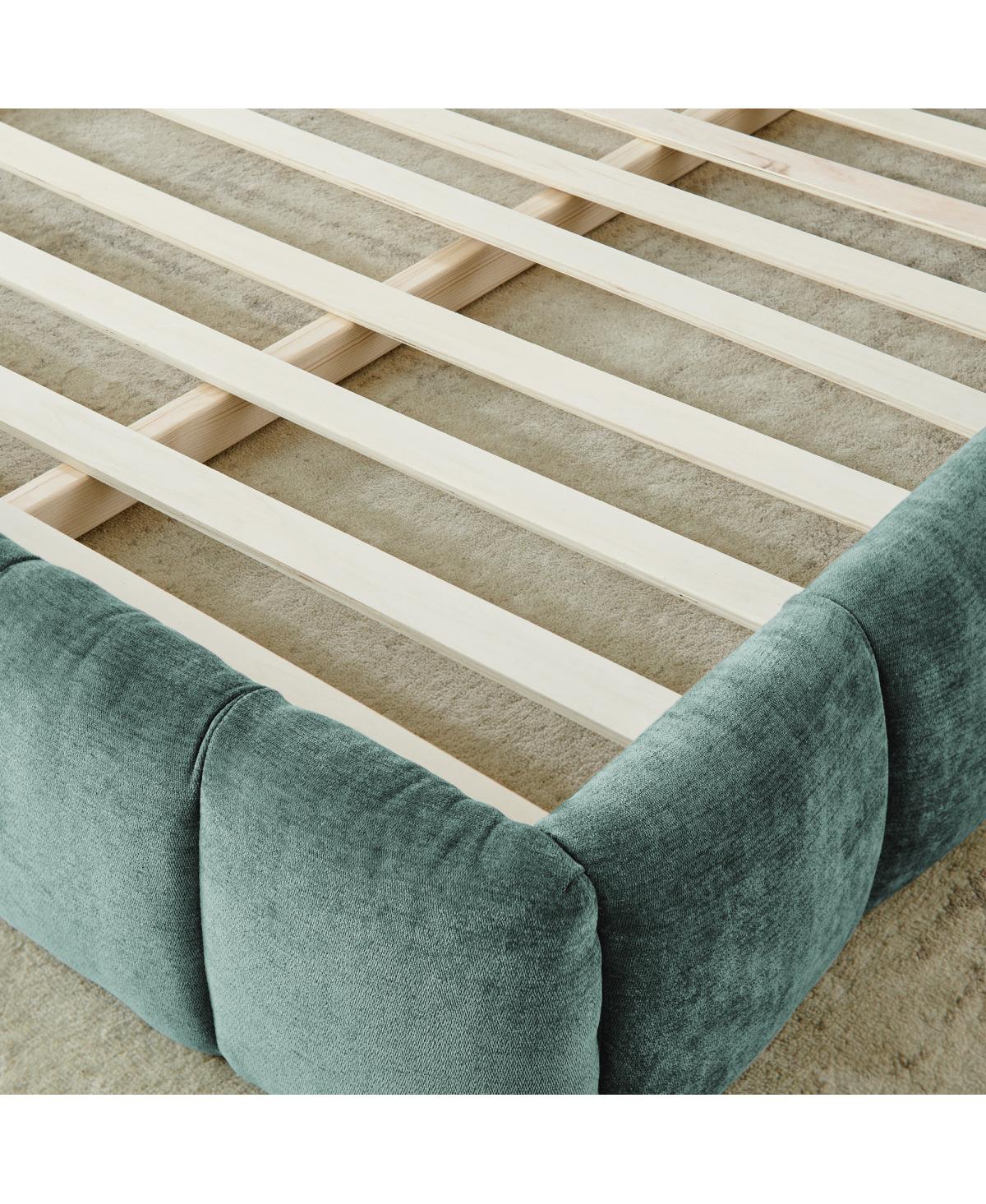 Streamdale Furniture King Upholstered Bed Frame with Chenille Fabric, No Box Spring Needed