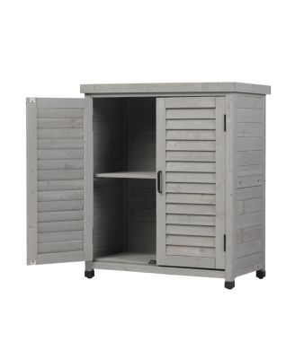 Potting Bench with Storage Cabinet and Metal Table Top