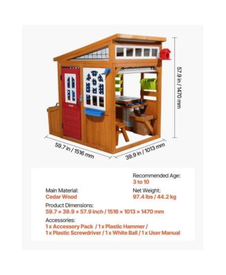 Cedar Wooden Outdoor Kids Playhouse with Doorbell and Bird Nest