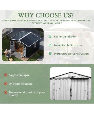  Outdoor Storage Shed, 8x10, 4 Windows, Lockable Doors