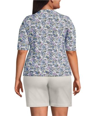 Women's Plus Size Elbow Sleeve Crewneck Garden Tee