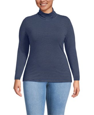 Plus Size Lightweight Fitted Long Sleeve Turtleneck Tee