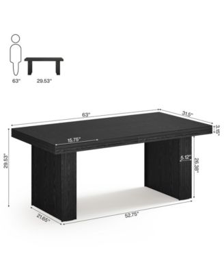 63" Executive Desk, Modern Executive Office Desk with Thickened Desktop and Heavy-Duty Legs, Wood Writing Workstation Study Table