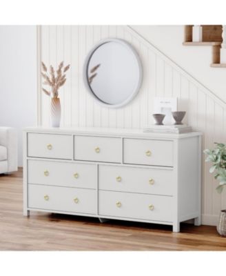 Dresser for Bedroom with 7 Drawers, Wide Chest of Drawers with Large Clothes Storage Cabinet, Wood Dresser, TV Stand for Bedroom