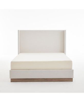 Textured Canvas Wingback Platform Bed