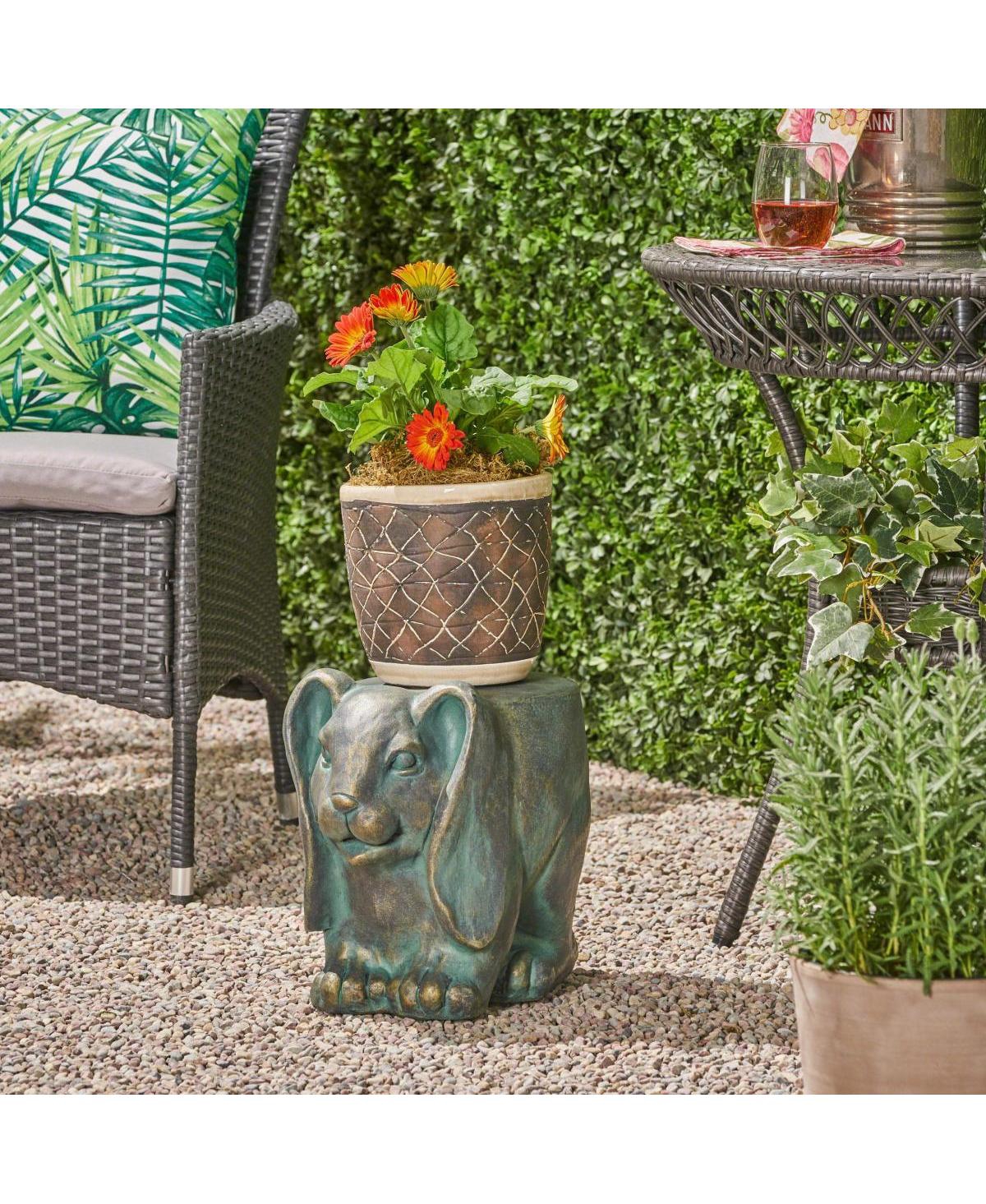 Streamdale Furniture 13" Rabbit Garden Stool, Lightweight Concrete,No Assembly