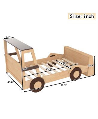 Streamdale Twin Size Car Bed with Storage Shelves, Cute Car-Shape Platform Bed