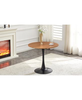 Round Dining Table, 31.5" Tulip Bistro Table with Metal Pedestal (Faux Wood)