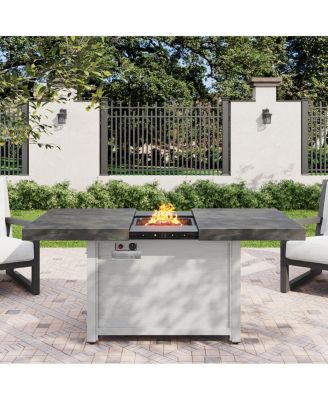 Extendable Rectangle Aluminum Alloy Fire Pit Table, 50,000BTU